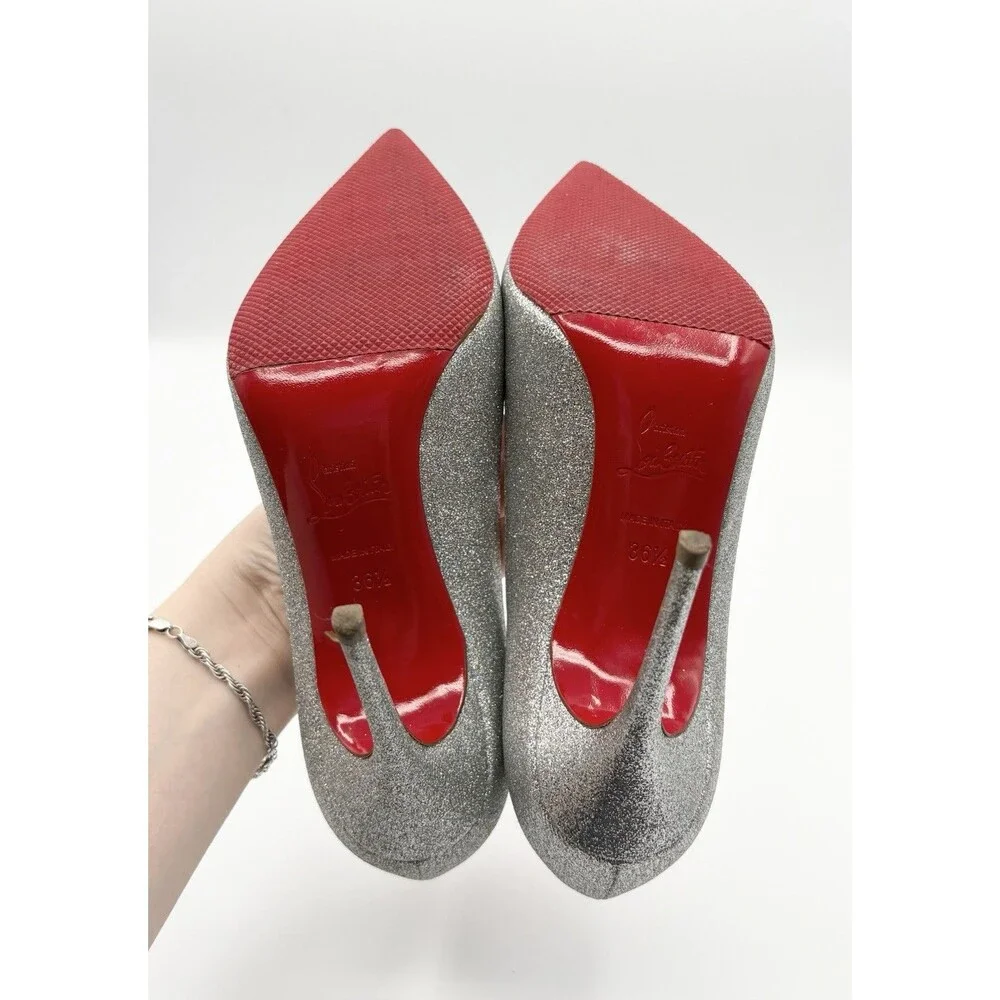 Christian Louboutin Sparkling Silver Heels - Picture 10 of 16